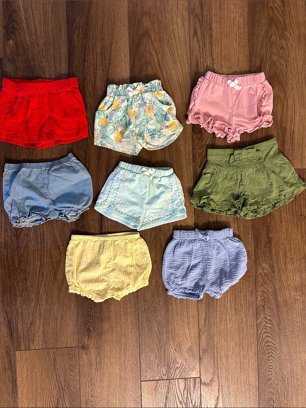 8 piece Toddler Girl Shorts Lot - Multi Color, Size 12-18M